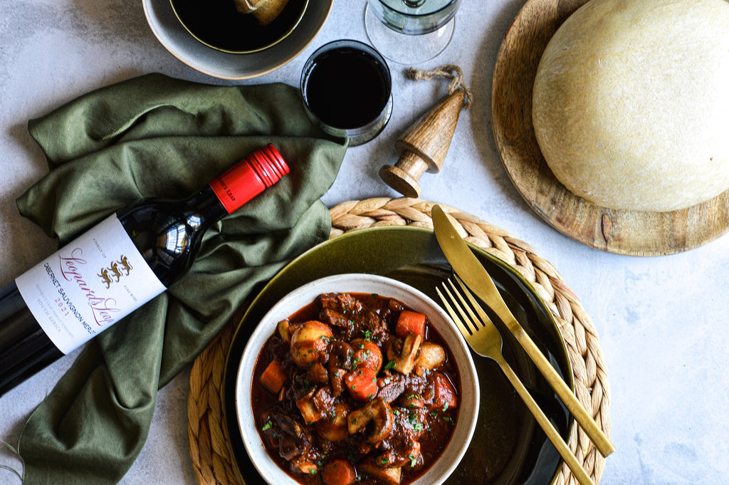 Succulent beef potjie recipe with dombolo Leopards Leap
